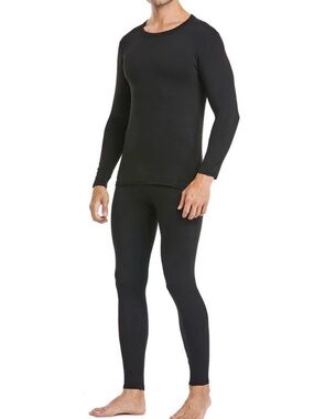 💛 NEW Black Long Sleeve Top and Pants Thermal Base-layer Set